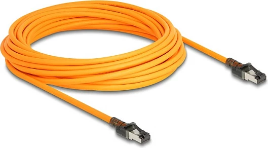 Kabllo rrjeti DeLOCK Cat6A RJ45 10m, 10Gbps, S/FTP, LSZH, Portfinder USB-C, portokalli