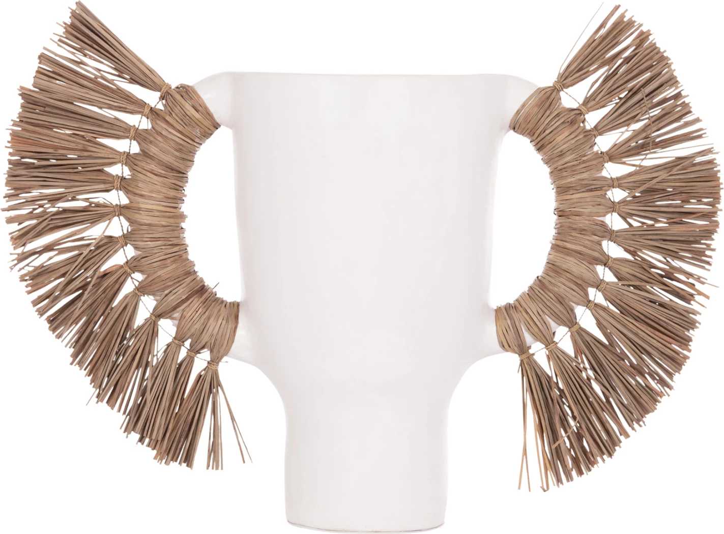 Vazo dekorative tavoline ALICA, terrakotë e bardhë, me bar, FH4668.02L, 64x22x38cm