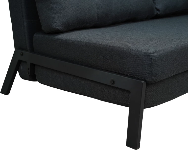 Krevat-sofa dy ulëse, ngjyrë gri e errët, këmbë të zeza, 150x92x77cm