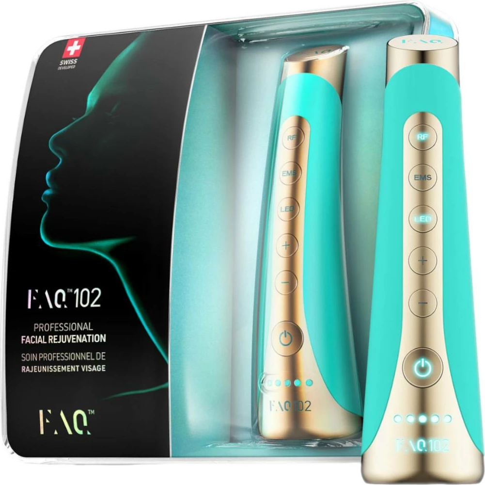 Pajisje rejuvenimi profesionale FAQ 102, EMS/RF/LED, me aplikacion, e papërshkueshme nga uji, Topaz, set 7 copë