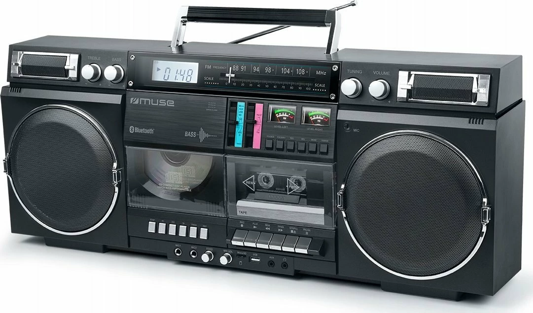 Radio boombox Muse M-380 GB Ghetto 80W me Bluetooth, CD/Kasetë/USB/SD, e zezë