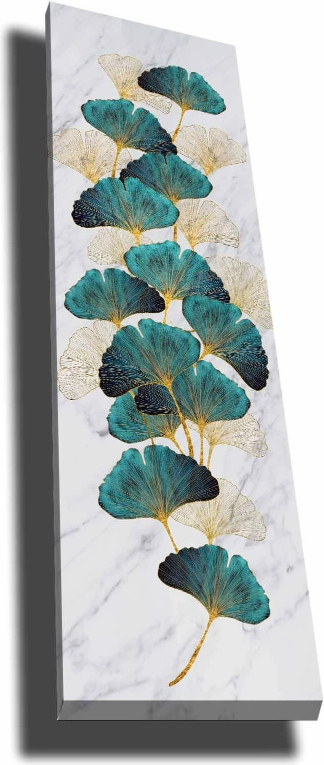 Pikturë dekorative në kanavacë, ngjyra ari, e gjelbër, e bardhë, bezhë, 30x90cm, Wallity 3090NISC-005