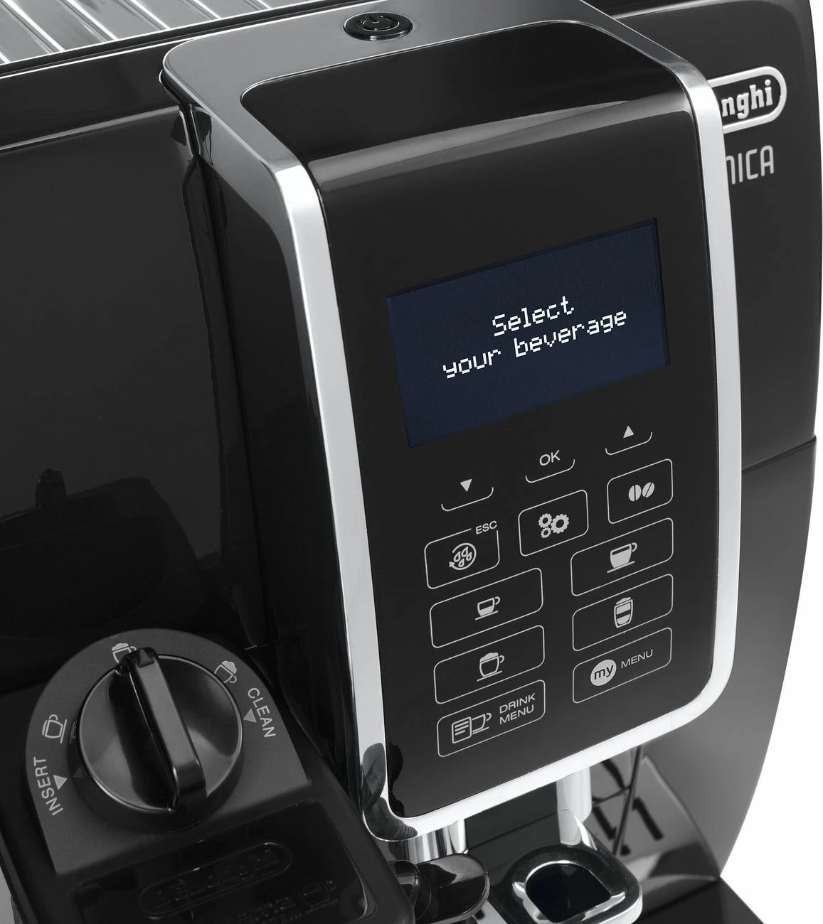 Aparat espresso automatik DeLonghi Dinamica ECAM 350.55.B, 1.8 L, 15 bar, me mulli dhe frother qumështi, i zi