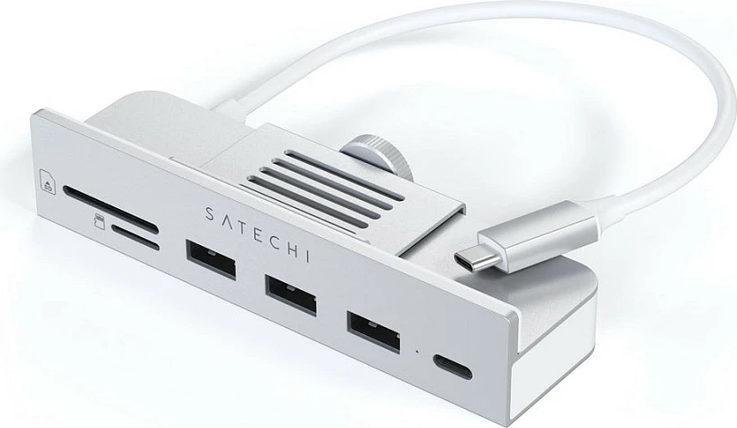 Hub USB-C Satechi Clamp Hub Pro ST-UCICHS, 6-në-1, për iMac, argjend