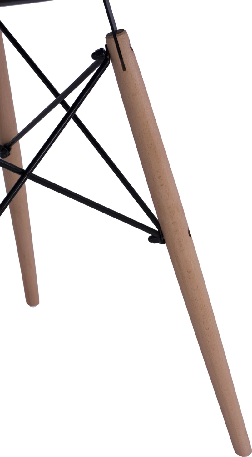 Tavolinë ngrënieje rrethore minimaliste, FH0060.02, sipërfaqe MDF, ngjyrë e zezë, këmbë druri ahu, Φ60x72H cm