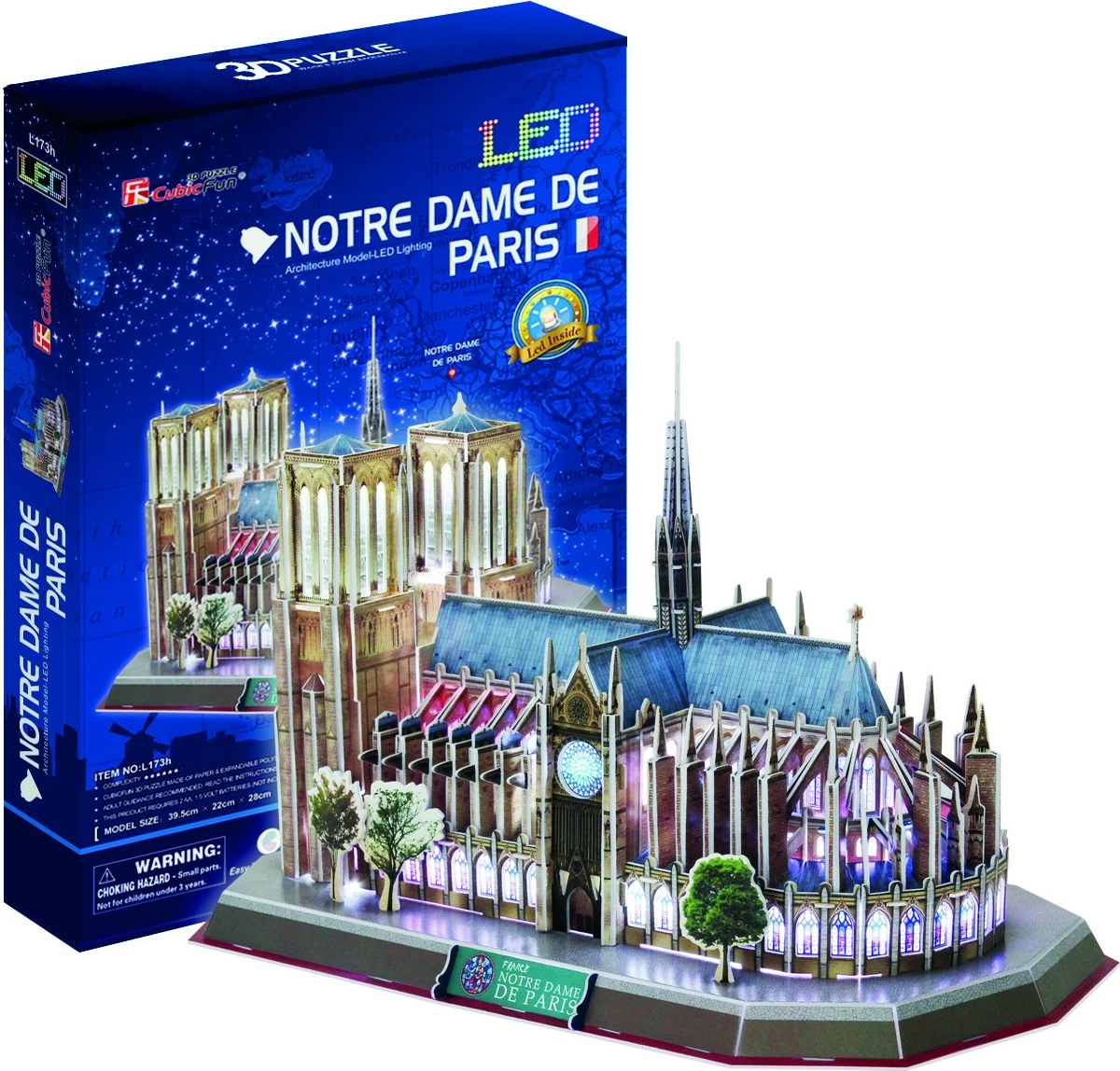 Puzzle 3D Cubic Fun Notre Dame L173H me drita LED