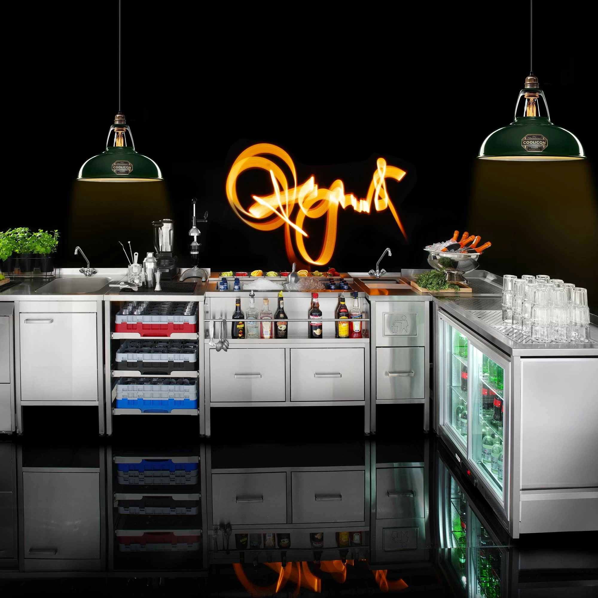 Panel muror për bar, Barmatic Oxygen, 1000x200/600xH1100 mm, çelik inox, argjendtë