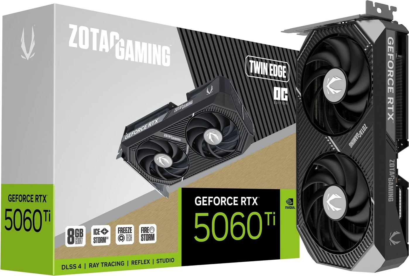 Kartë grafike ZOTAC GAMING GeForce RTX 5060 Ti Twin Edge OC, 8 GB GDDR7, e zezë
