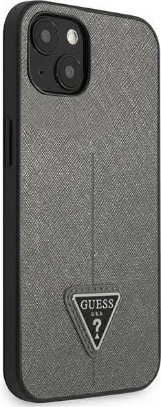 Mbështjellës Guess Saffiano Triangle për iPhone 13 mini, Hardcase, Argjendtë