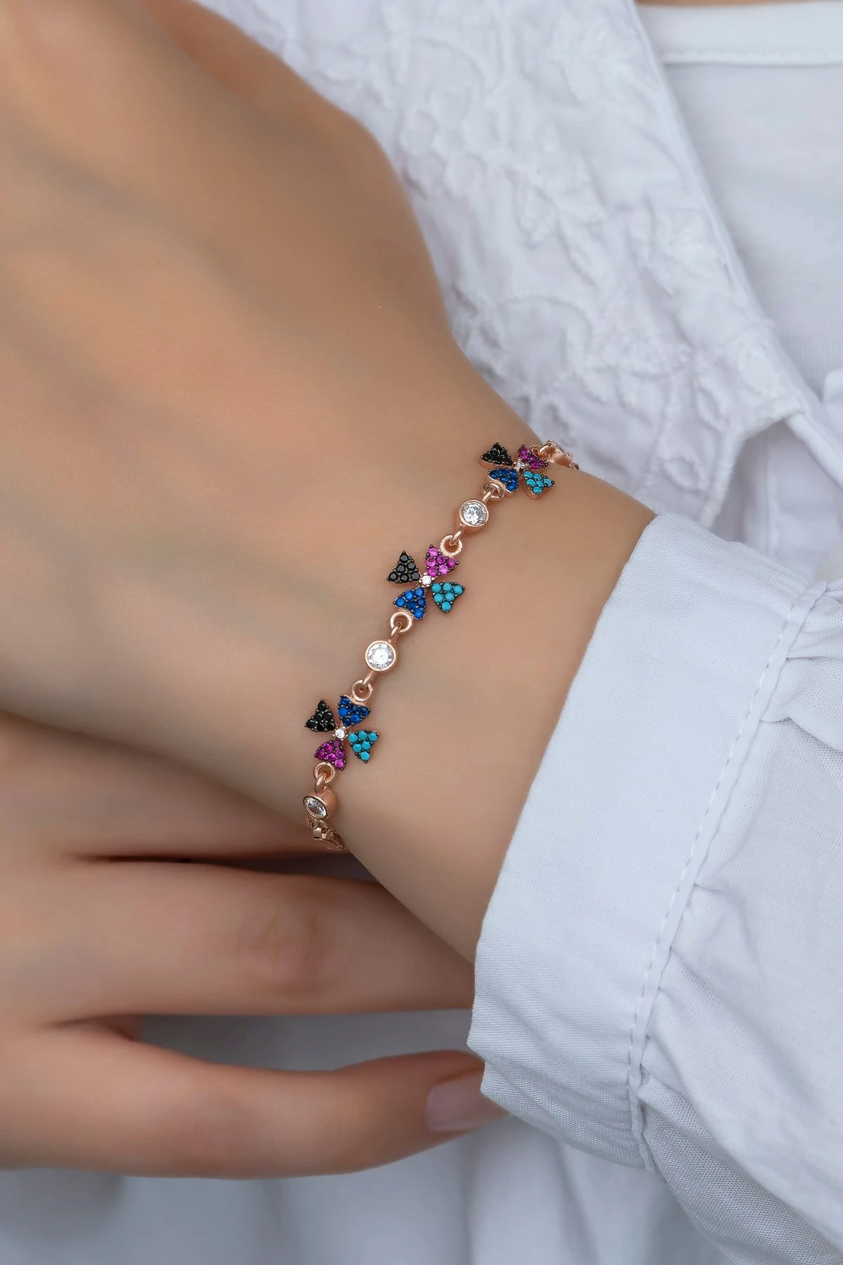 Byzylyk argjendi, Jumeon, NRZ99355, ngjyrë rozë e artë, fuchsia, kaltër deti, kaltër