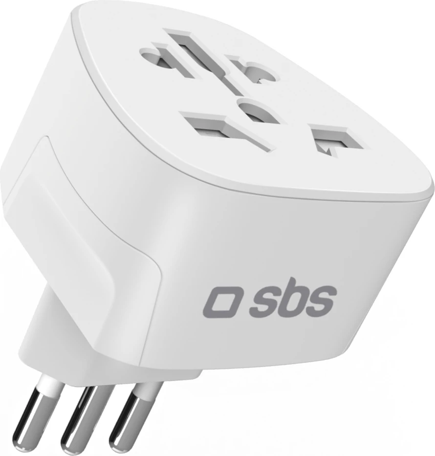 Përshtatës udhëtimi, SBS, prizë IT në prizë universale, 10 A 2500 W, e bardhë