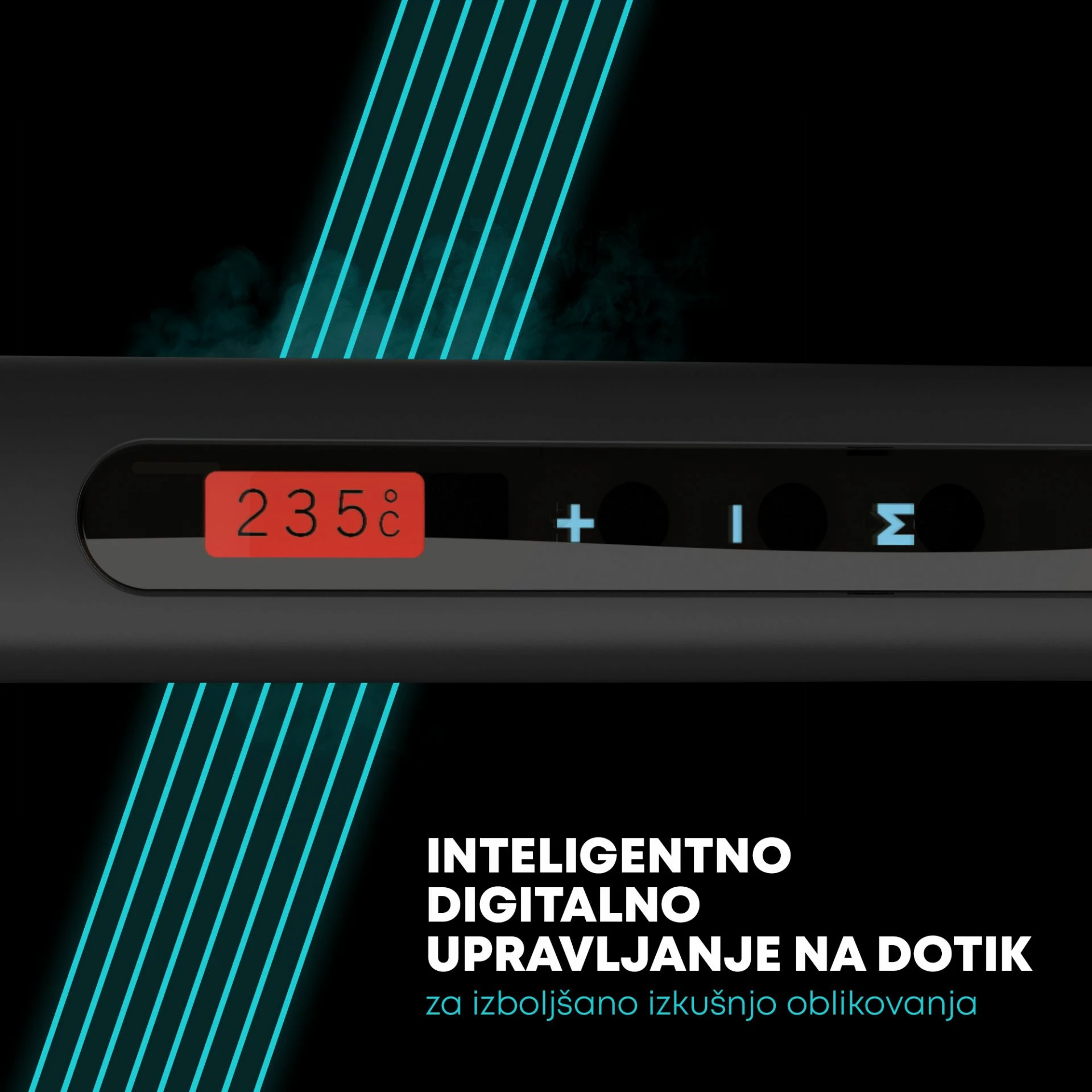 Drejtues flokësh Revamp Progloss Touch Digital ST-1500, 80-235°C, pllaka qeramike, i zi
