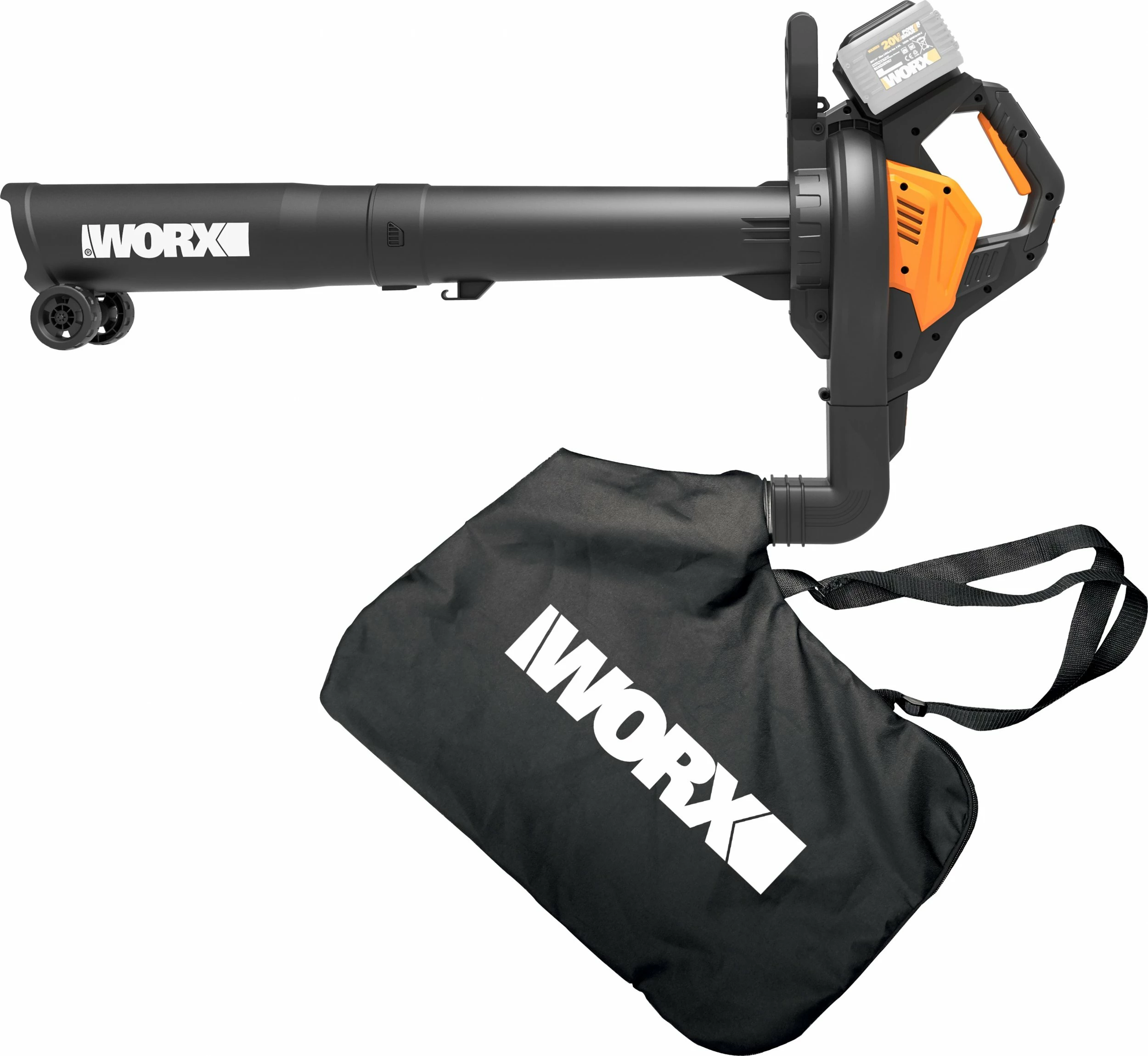 Fshesë/Fryrës gjetesh 3-në-1 Worx WG583E.9 40V (2x20V PowerShare), qese 35L, brushless, pa bateri/pa karikues, zi/portokalli