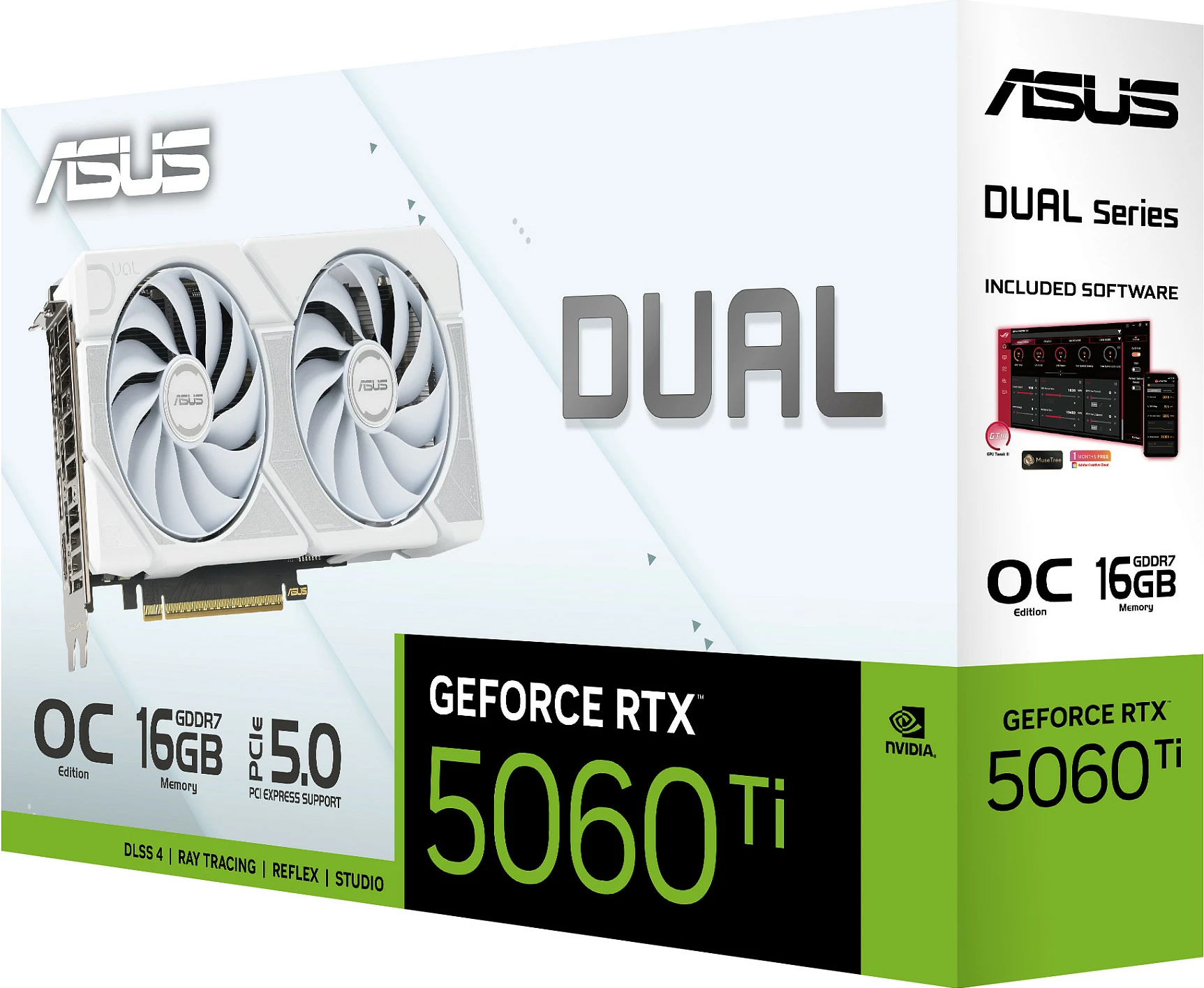 Kartelë grafike ASUS RTX 5060TI 16GB GDDR7 e bardhë