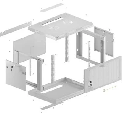 Kasë rack LANBERG 19" 9U 600x600mm, varëse, derë me vrima, gri