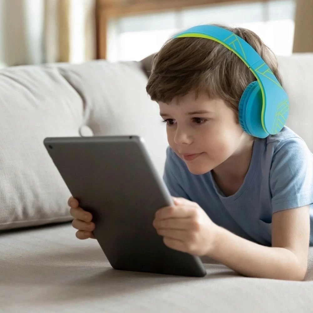 Kufje PowerLocus Kids, Bluetooth 5.0, on-ear, mikrofon, 15 orë, të verdha/blu