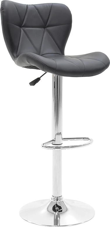 Karrige për bar Coozy, metal krom, lëkurë PU e zezë, set prej 2 copash