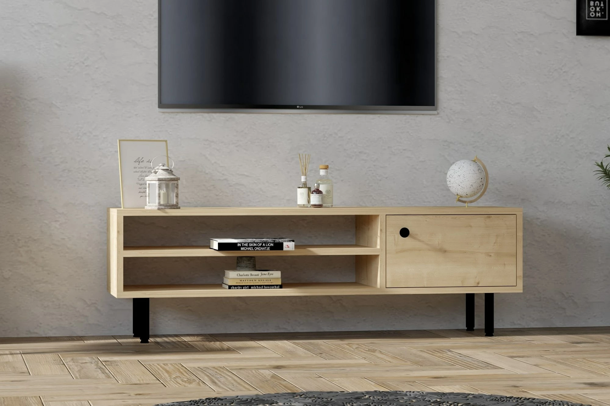 Konsolë TV Hanah Home, ngjyrë lis Sapphire Oak, 120x38x30cm