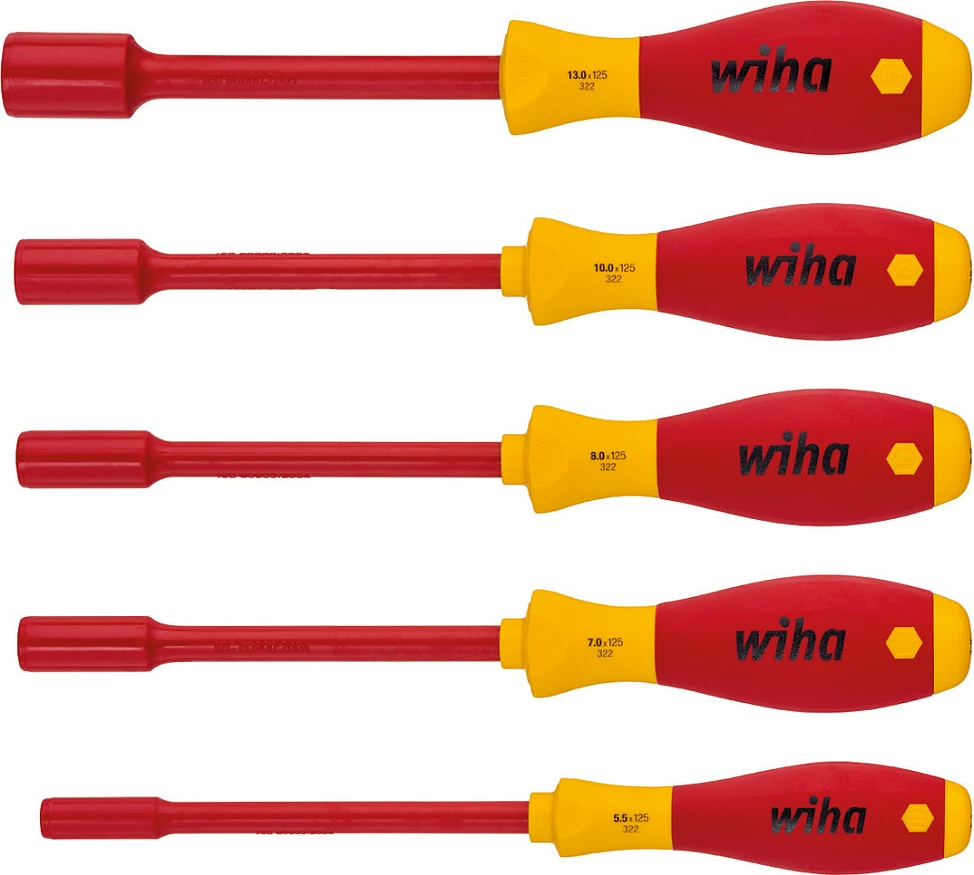 Set kaçavida të izoluara Wiha SoftFinish electric 322K5, Hex metrik, kuqe/verdhë