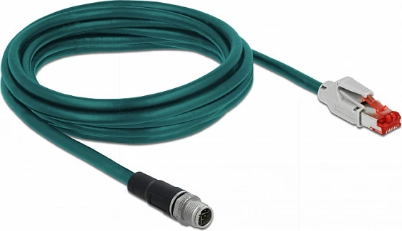 Kabllo rrjeti DeLOCK M12 X-coded 8 Pin në RJ45, 3 m, PVC, jeshile