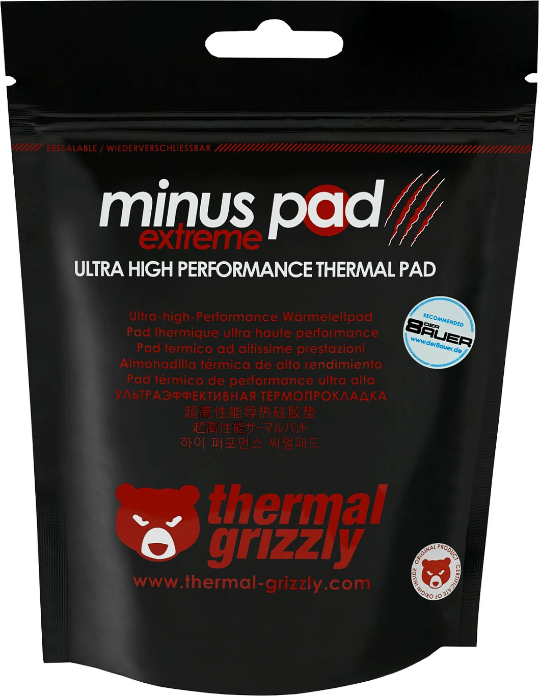 Pad termik Thermal Grizzly Minus Pad Extreme 120x20x2.0mm, blu/rozë