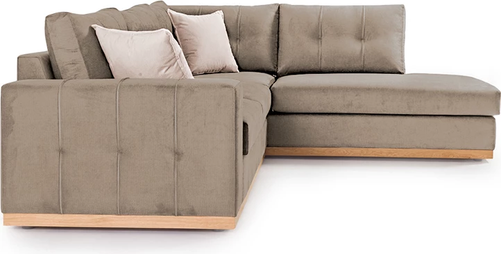 Divan qoshe Boston qoshe majtë, pëlhurë mocha-krem, 280x225x90cm