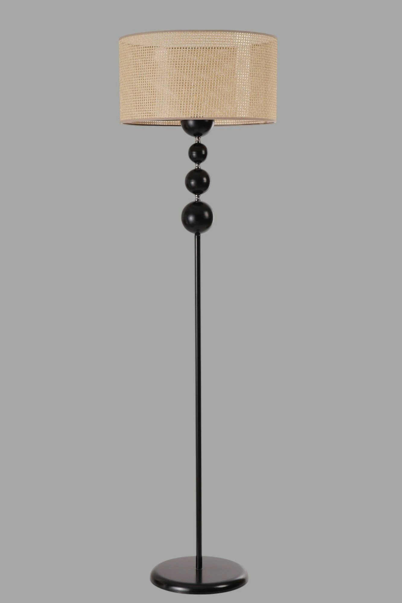 Llambë dyshemeje Opviq, 8934-3, trup metalik, kapak prej stofi, bezhë/zi, 160cm