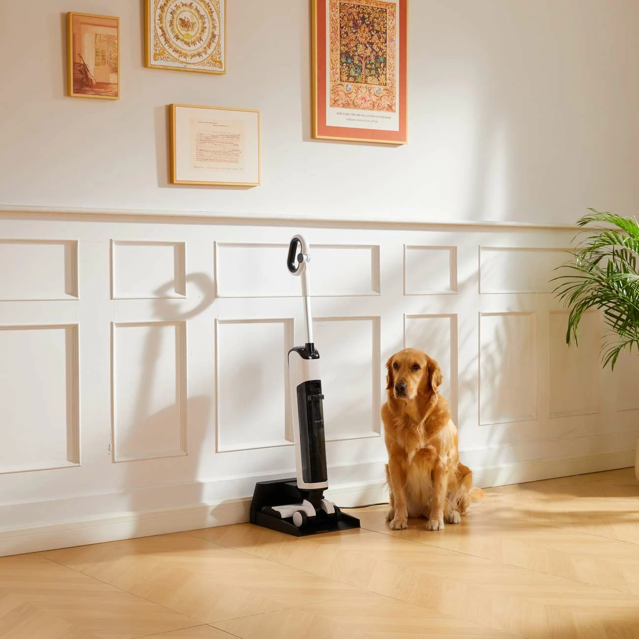 Fshesë elektrike vertikale UWANT D100 me larje, 17000Pa, 18000mAh, e bardhë me stacion karikimi/pastrimi