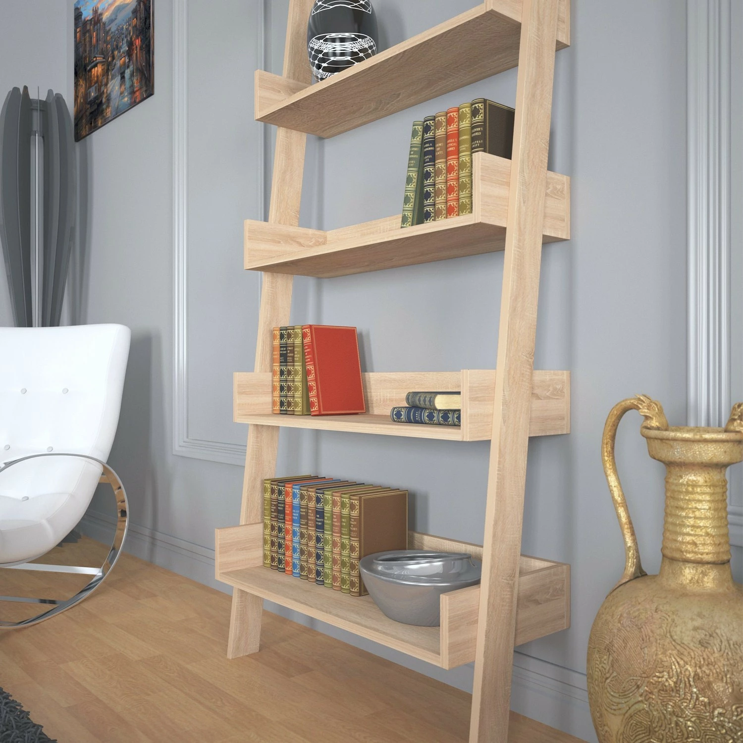 Raft librash Hanah Home, ngjyrë lisi e çelët