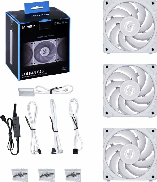 Ventilator PC Lian Li UNI FAN P28 UF-P28120-3W 120 mm PWM 2600 RPM 3-pack, i bardhë