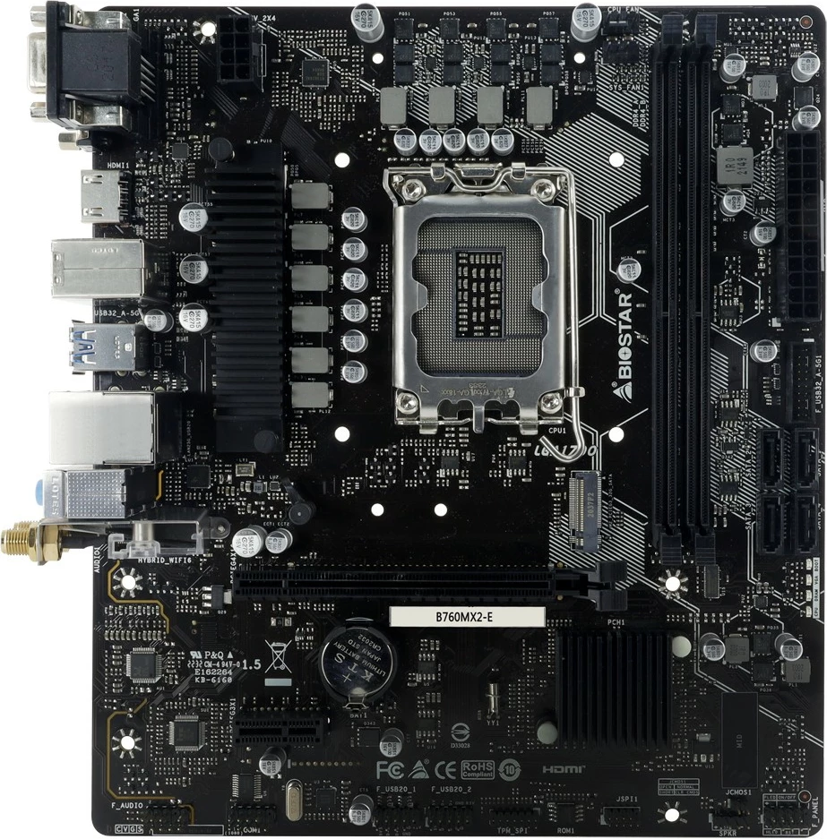 Pllakë amë Biostar B760MX2-E, Intel, LGA 1700, DDR4-SDRAM, 64 GB, micro ATX