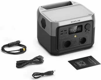 Stacion energjie portativ EcoFlow RIVER 2 Max 512Wh LFP, 500W, gri e errët, set me kabllo