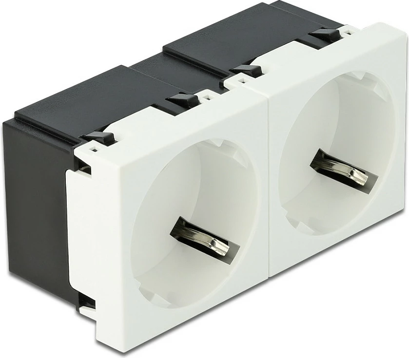 Prizë rryme e tokëzuar DeLOCK Easy 45, 2x CEE 7/3, 45x45 mm, 16A 250V, e bardhë