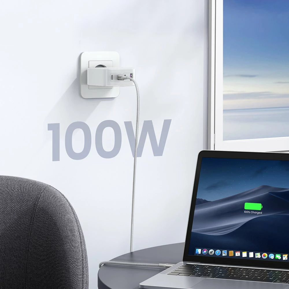 Karikues i shpejtë GaN Ugreen CD226, 100W, 3xUSB-C/USB-A, i bardhë