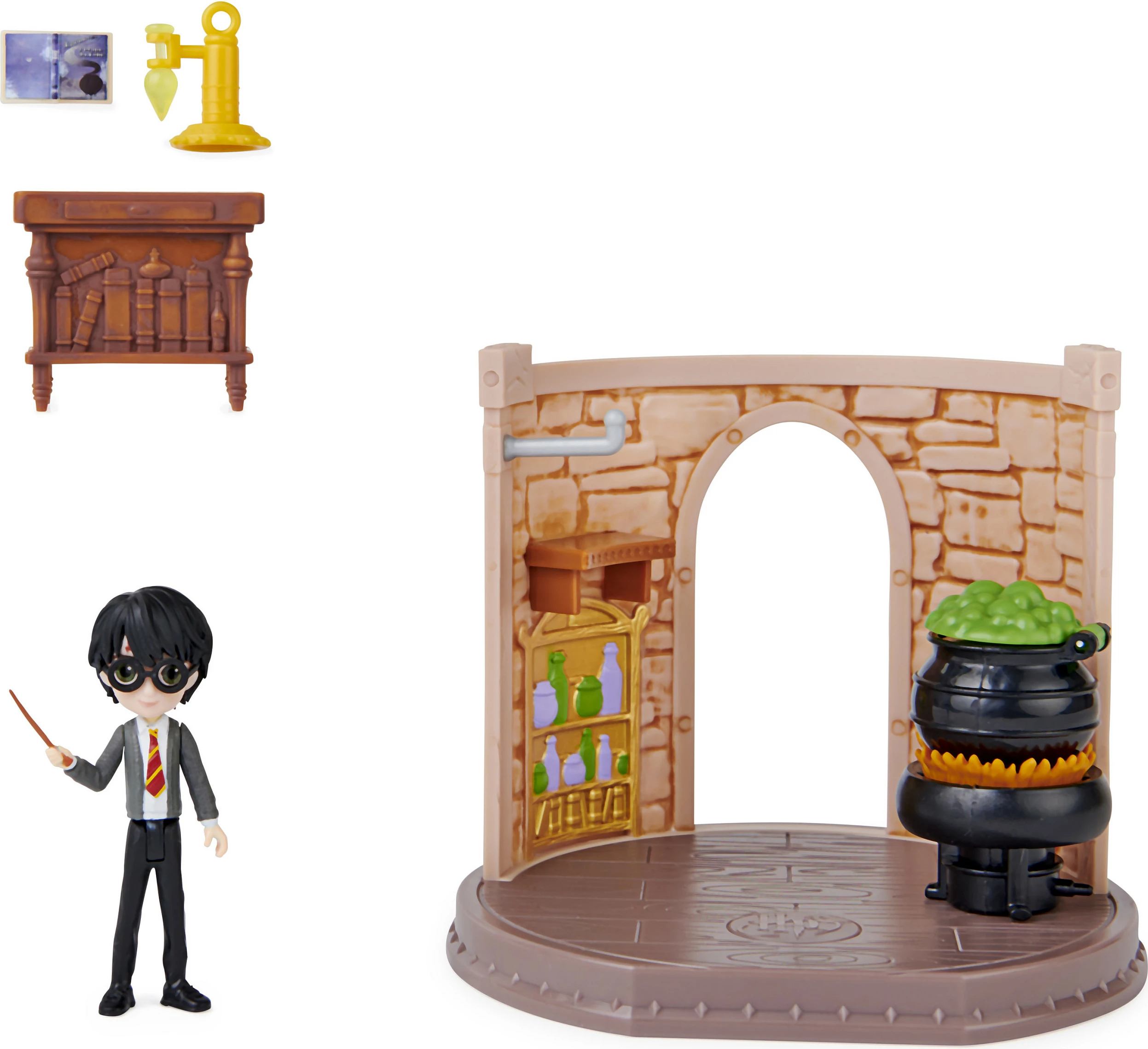 Set lodrash SPIN MASTER Wizarding World Harry Potter Magical Minis Potions Classroom, figurë Harry Potter 3", multikolor