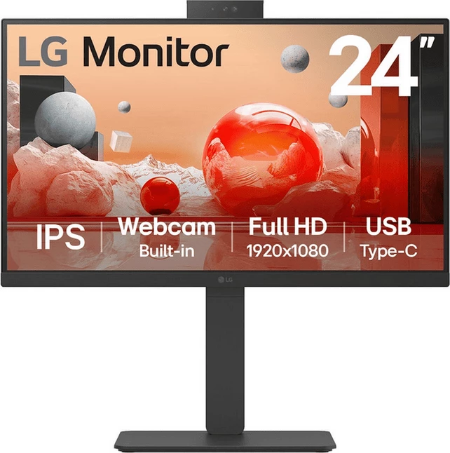 Monitor, LG, 24BA850-B, 24" IPS Full HD 1920x1080, me kamerë dhe USB Type-C, e zezë