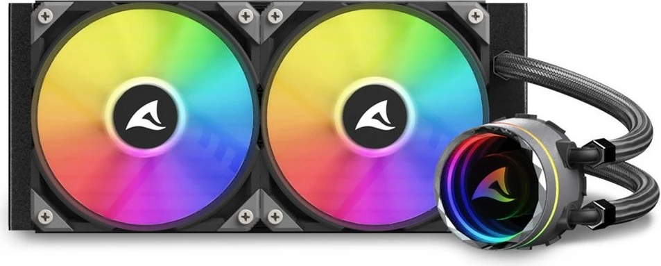 Ftohës uji Sharkoon S80 RGB, 2x12cm, për procesor, RGB, i zi