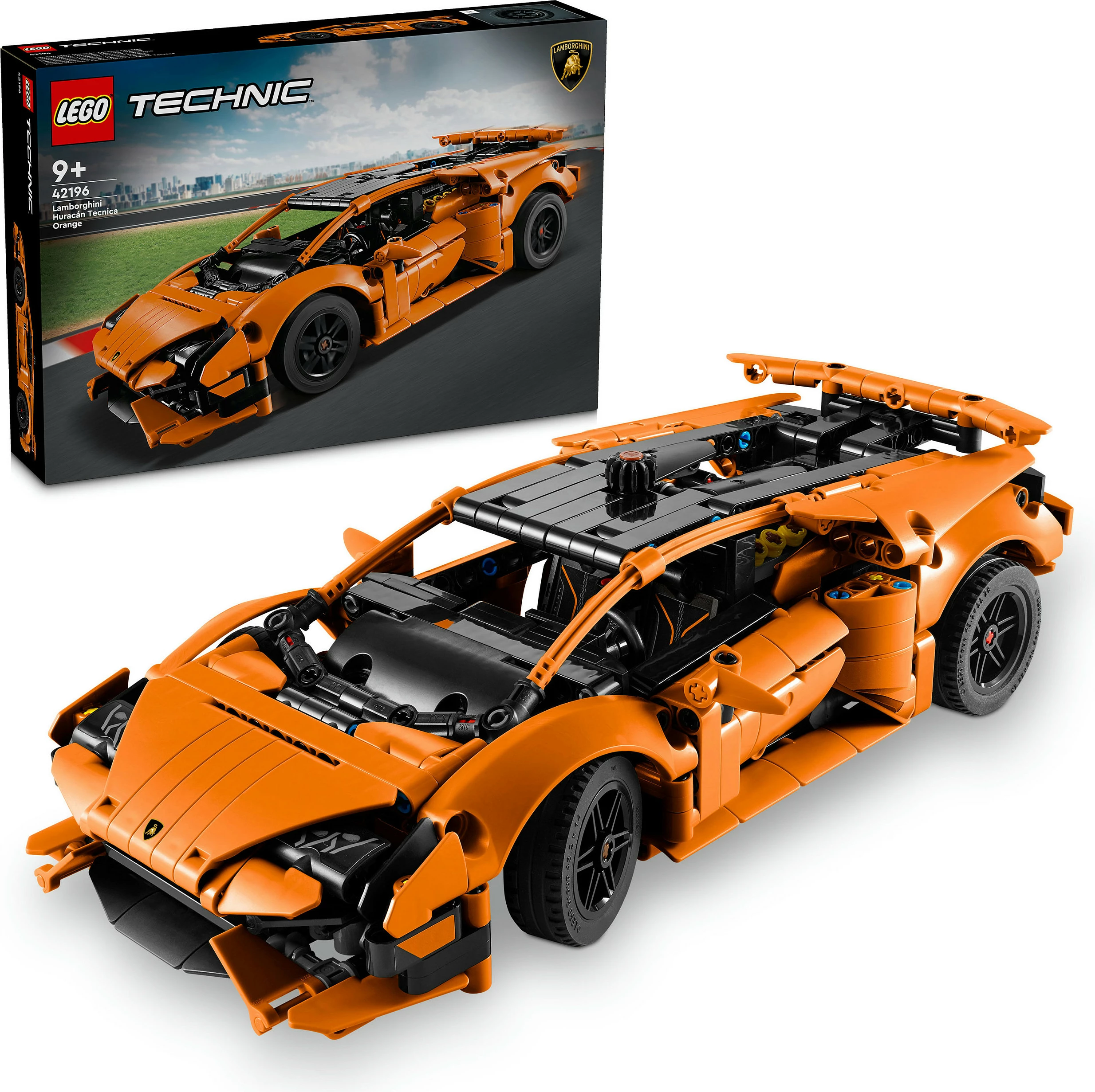 Set LEGO Technic Lamborghini Huracán Tecnica 42196, 806 copa, 9+, portokalli