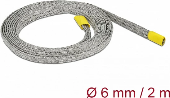 Gyp rrjetëzues për mbrojtje EMV DeLOCK, 6 mm, 2 m, bakër, gri
