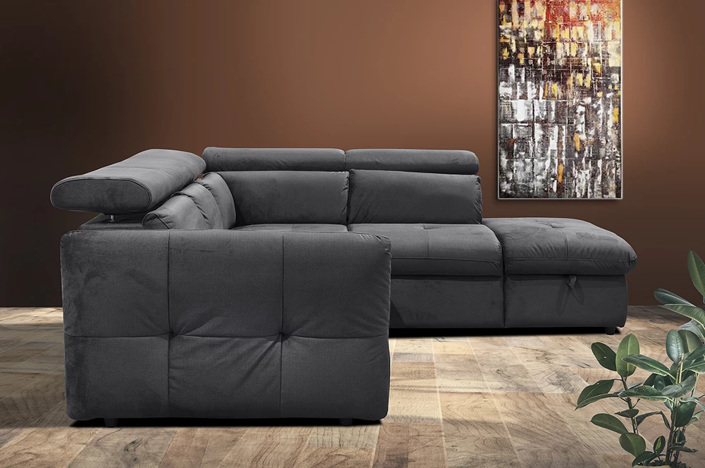 Kënd divan shtrat Monserat, antracit, këndi djathtë, 254x224x90cm