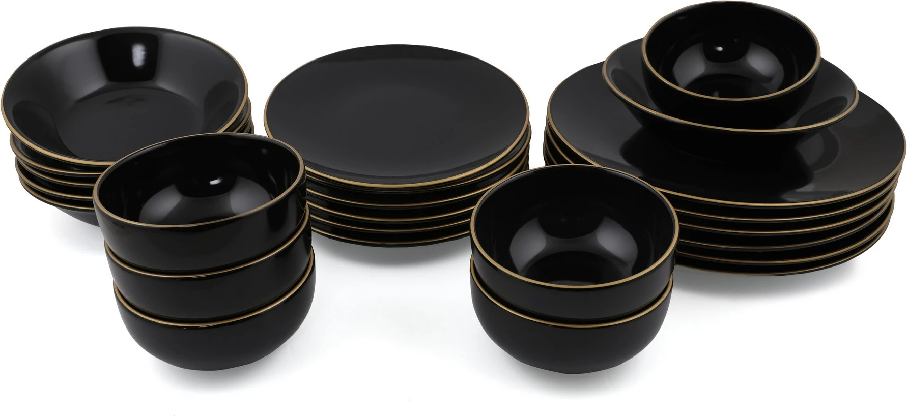 Set enësh darke qeramike, 24 copë, Hermia, TY040424F650A841600MAET600, ngjyrë e zezë dhe ari