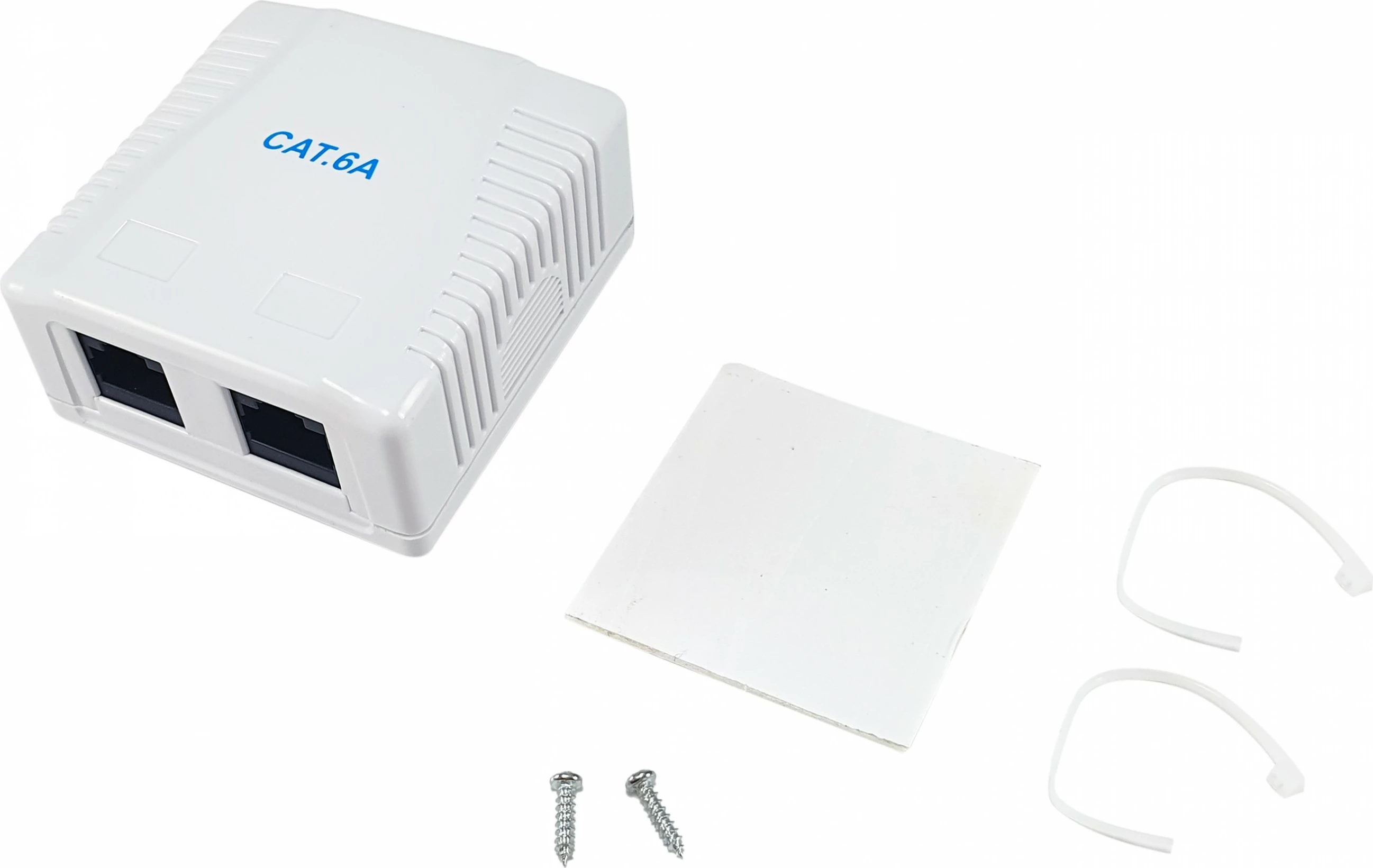 Kutijë sipërfaqësore 2-portshe Cat.6A Equip, RJ-45, e bardhë