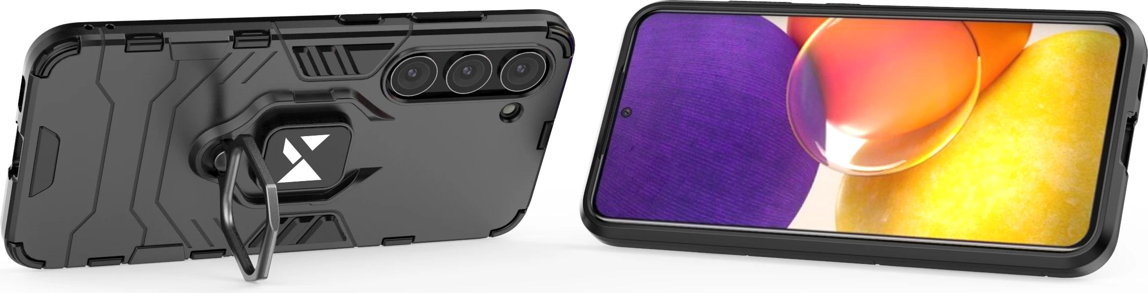 Mbështjellës Wozinsky Ring Armor për Samsung Galaxy S23, me mbajtëse unaze, i zi