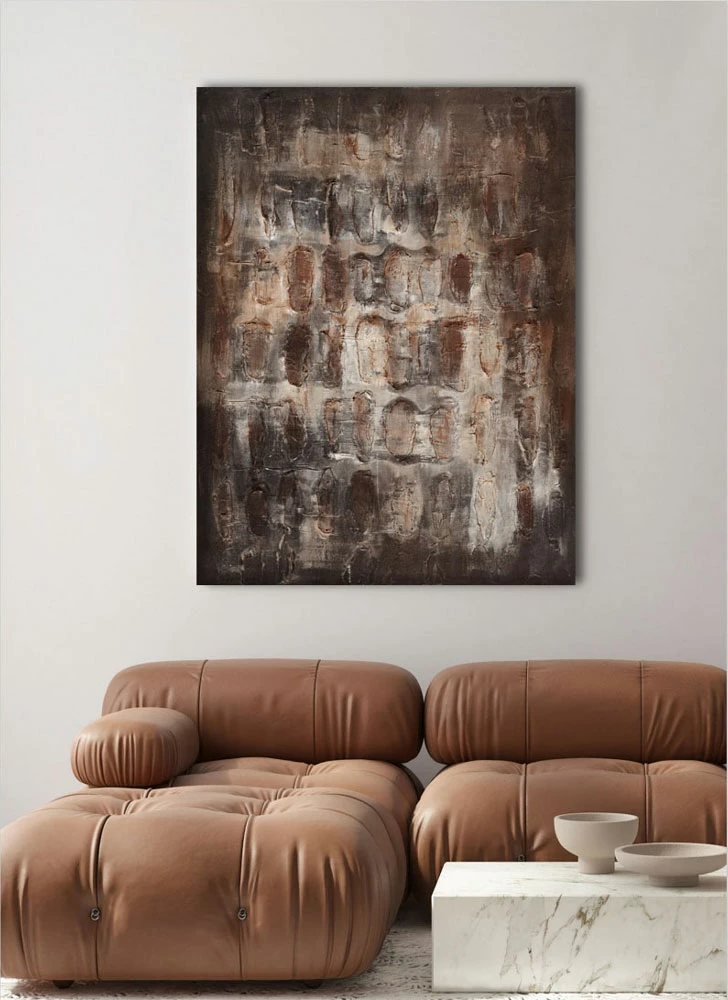 Pikturë dekorative Terryn Earth, kornizë druri, kanavacë, ngjyrë kafe, bezhë, gri, 90x120x4cm