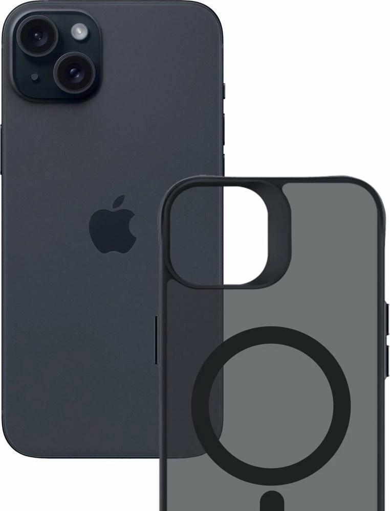 Mbështjellës 3MK Smoke MagCase për Apple iPhone 15, MagSafe, Military Grade, polikarbonat, i zi