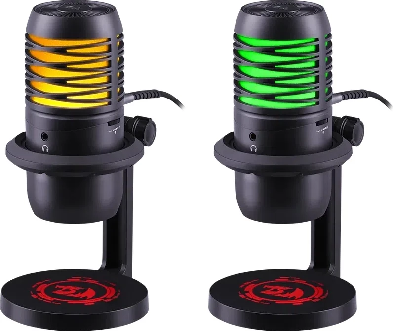 Mikrofon gaming Redragon Nebula GM211 USB cardioid me RGB me stand, zi/kuq