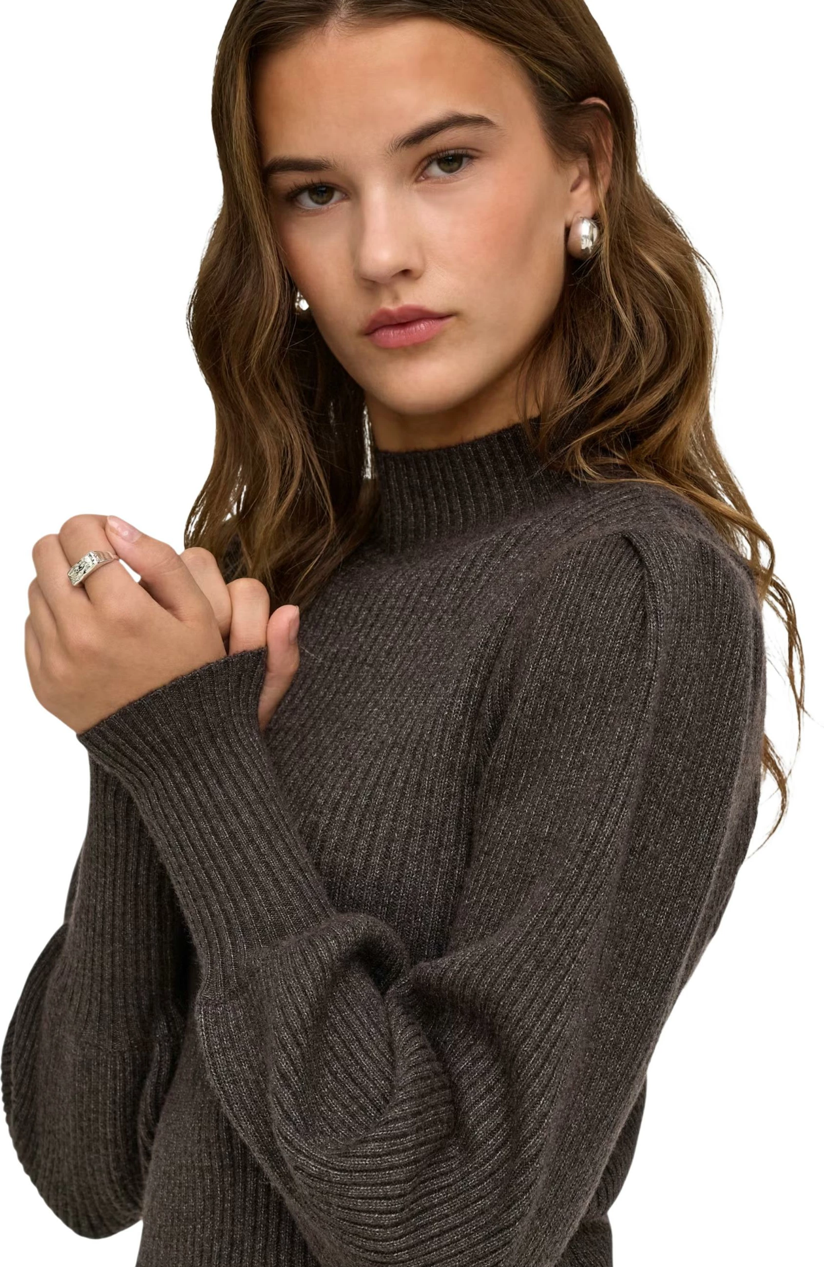 Xhemper për femra Only ONLKATIA LIFE L/S HIGHNE PULL KNT NOOS 15232494, kafe [Madhësia: XL]