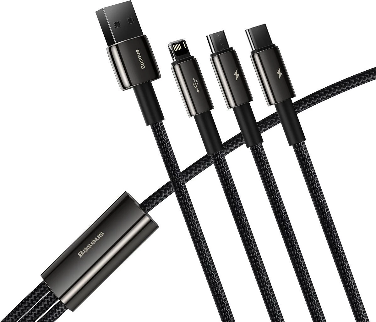 Kabllo karikuese Baseus Tungsten Gold 3in1, 3x1, 3.5A, 1.5m, e zezë