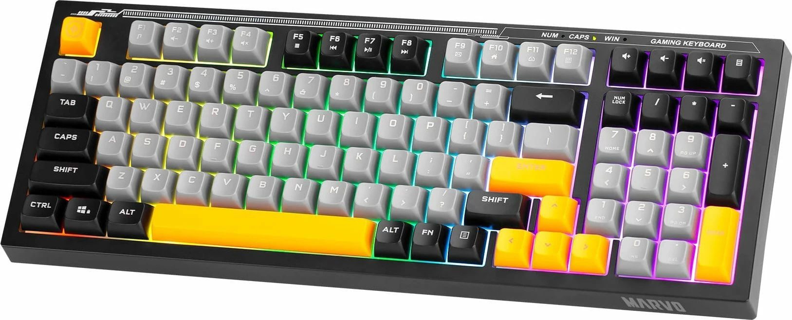 Tastierë gaming Marvo Soldat K638B, 98%, USB, RGB, membranë, e zezë