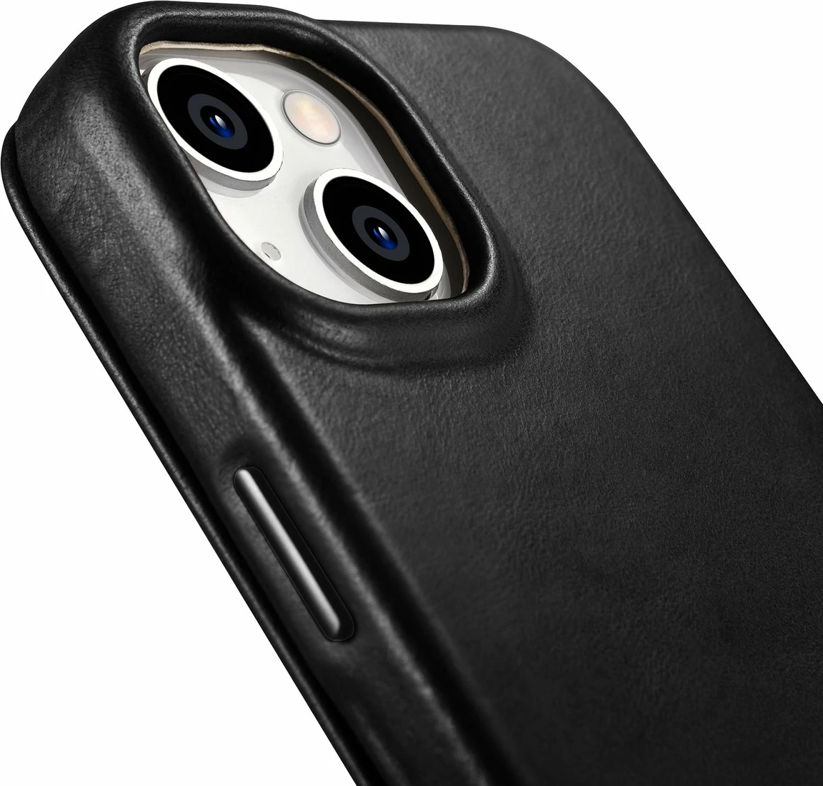 Mbështjellës iCarer Oil Wax Premium Leather Folio për iPhone 14 Plus, MagSafe, i zi